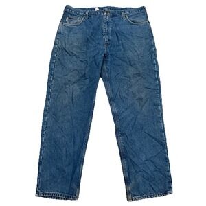 Vintage Carhartt Flannel Lined Jeans Mens 40x34 Relaxed Fit Denim Work Pants 90s